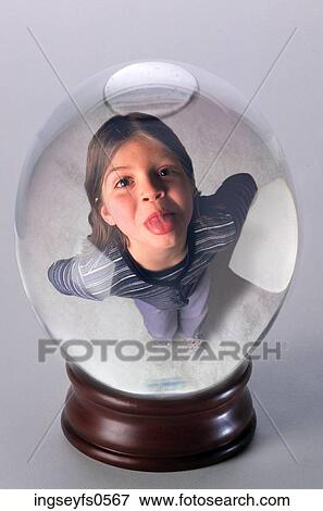 Little Girl's Reflection in Snow Globe View Large Photo Image Stock Photo - Little Girl's Reflection in Snow Globe. Fotosearch