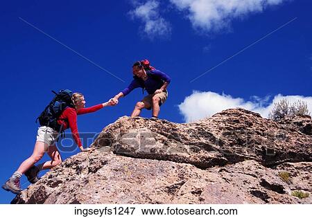Man and Woman Rock Climbing View Large Photo Image Stock Photo - Man and Woman Rock Climbing. Fotosearch