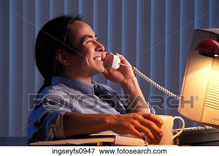 Man on Telephone in Office View Large Photo Image Stock Photo - Man on Telephone in Office. Fotosearch