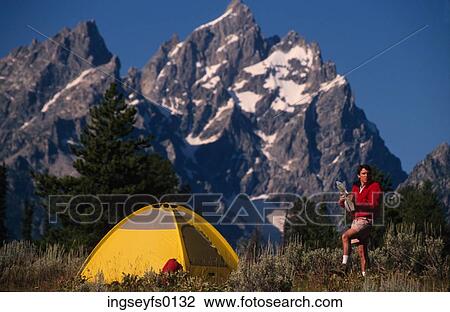 Stock Image - Mountain Camping. Fotosearch
