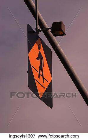 Pedestrian Crossing Sign View Large Photo Image Stock Photo - Pedestrian Crossing Sign. Fotosearch