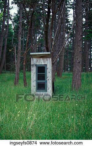 Pleasant Outhouse in the Woods View Large Photo Image Picture - Pleasant Outhouse in the Woods. Fotosearch
