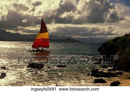Sailboat in Sunny Waters View Large Photo Image Stock Image - Sailboat in Sunny Waters. Fotosearch