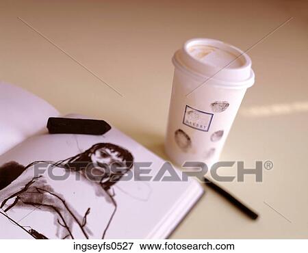Stock Photo - Sketching With Coffee Cup. Fotosearch