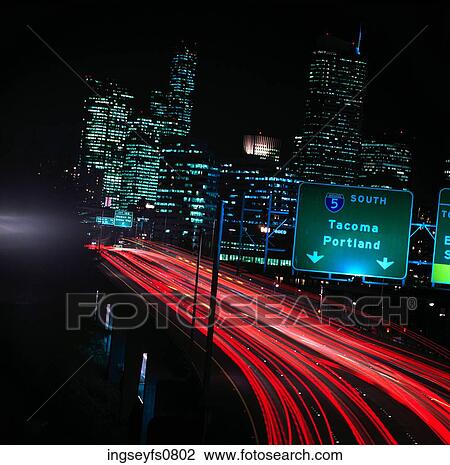 Time-Lapse I-5 South at Night View Large Photo Image Stock Image - Time-Lapse I-5 South at Night. Fotosearch