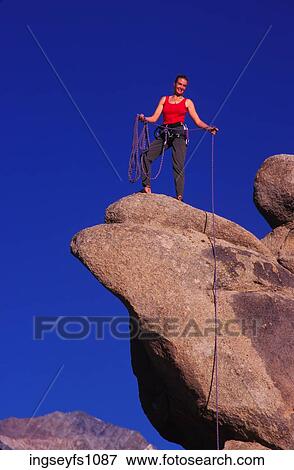 Woman Rock Climbing View Large Photo Image Stock Photo - Woman Rock Climbing. Fotosearch