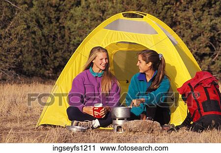 Women Camping Together View Large Photo Image Stock Image - Women Camping Together. Fotosearch