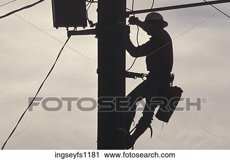 Worker on a Telephone Pole View Large Photo Image Stock Image - Worker on a Telephone Pole. Fotosearch