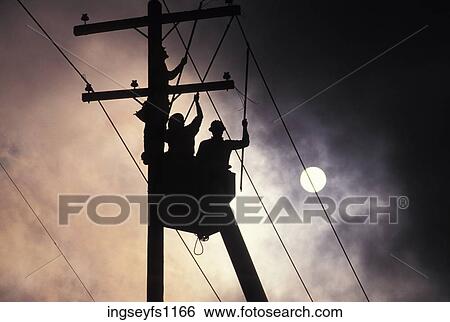 Workers Fixing a Telephone Line View Large Photo Image Stock Photograph - Workers Fixing a Telephone Line. Fotosearch