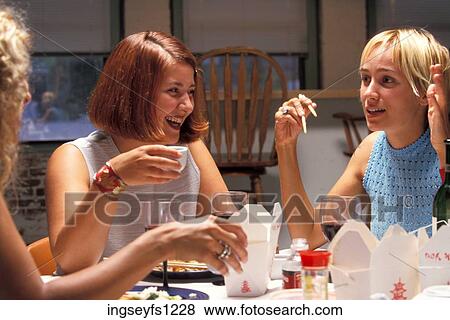Young Women Having Dinner Party View Large Photo Image Stock Photo - Young Women Having Dinner Party. Fotosearch