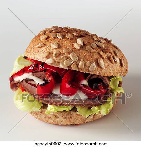 Beef Roll, sandwich, wholemeal roll, Beef, Roll, snack, lunch View Large Photo Image Stock Image - Beef Roll, sandwich, wholemeal roll, Beef, Roll, snack, lunch. Fotosearch