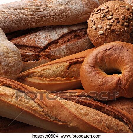 Picture - Breads, Bread, bagel, ciabatta, baguette, baker, bakery. Fotosearch