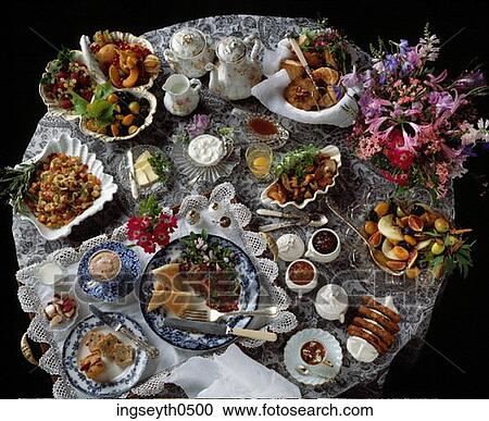 Stock Image - Breakfast, Breakfast ingredients, breakfast assortment, food table, food, diet, nutritian. Fotosearch