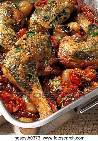 Stock Image - chicken & tomato, chicken, tomato, food, diet, nutritian, eat. Fotosearch