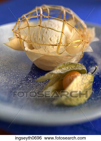Filo Cape Gooseberry, ice cream, sugar cage, pudding, sweet, dessert, Cape View Large Photo Image Stock Photograph - Filo Cape Gooseberry, ice cream, sugar cage, pudding, sweet, dessert, Cape. Fotosearch