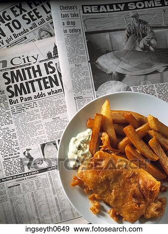 Stock Photo - Fish & Chips, chippy, take away, chips, fish, battered fish, place. Fotosearch