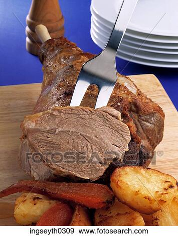 lamb, roast, potatoes, carrots, plates, food, diet View Large Photo Image Stock Photo - lamb, roast, potatoes, carrots, plates, food, diet. Fotosearch