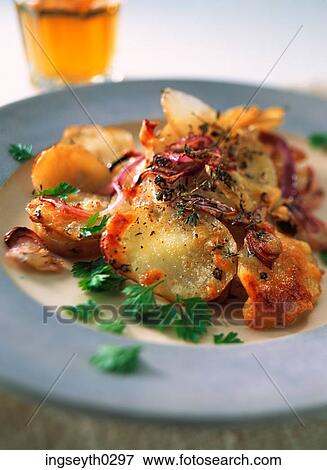 Stock Photo - potato & anchovy bake, anchovy, potato, food, diet, nutritian, eat. Fotosearch