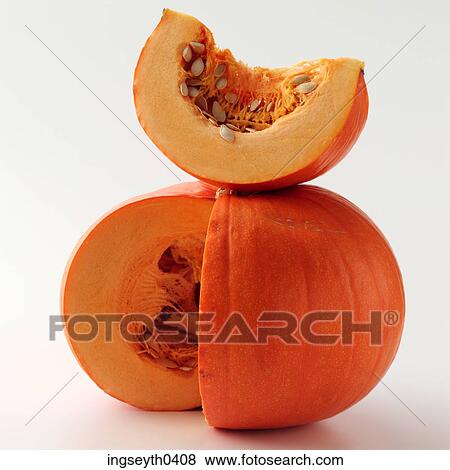 Stock Photo - pumpkin, half, seeds, whole, food, diet, nutritian. Fotosearch