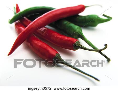 Stock Image - Red Chillies, chillie, chilly, red, red hot, spicy. Fotosearch