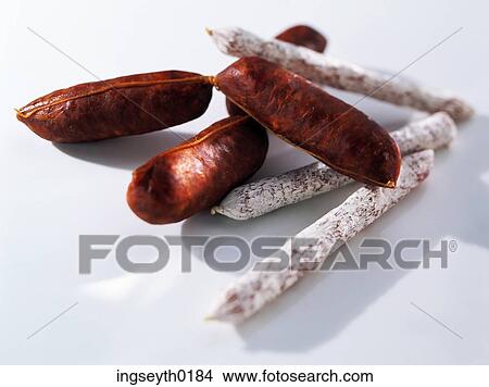 salami, salamis, sausage, chorizo, ham, speck, wurst View Large Photo Image Picture - salami, salamis, sausage, chorizo, ham, speck, wurst. Fotosearch