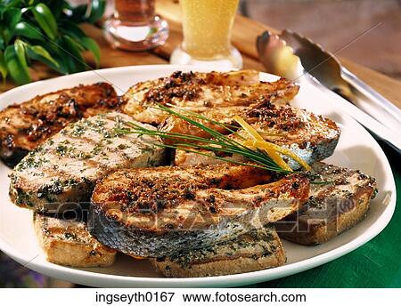 salmon cutlet, crostini, baked fish, salmon, warm appetizer, hot plate, main course View Large Photo Image Stock Photo - salmon cutlet, crostini, baked fish, salmon, warm appetizer, hot plate, main course. Fotosearch
