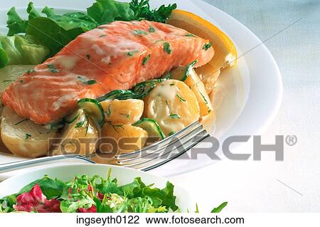salmon, salmon steak, hollondaise sauce, black pepper, baked salmon, pink salmon, new potatoes View Large Photo Image Stock Image - salmon, salmon steak, hollondaise sauce, black pepper, baked salmon, pink salmon, new potatoes. Fotosearch