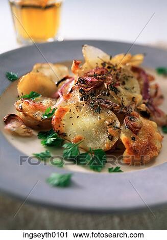 Stock Image - saute potato, saute potatoes, potato, saute, fried, vegetable, food. Fotosearch