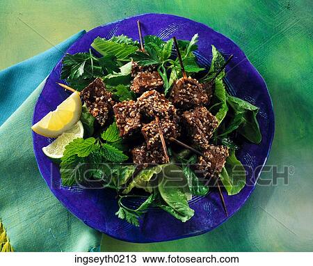 Sesame Beef Skewers, Beef, Sesame, Skewers, food, diet, nutritian View Large Photo Image Stock Image - Sesame Beef Skewers, Beef, Sesame, Skewers, food, diet, nutritian. Fotosearch