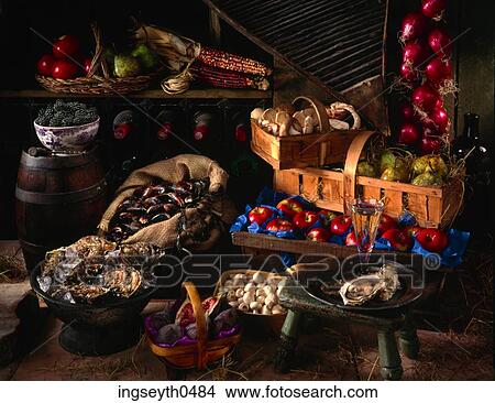 Picture - Storeroom, food Storeroom, vegetables, deli, foods, pantry, larder. Fotosearch