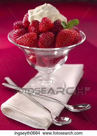 Strawberries, strawberry, strawberries & cream, strawberries and cream, clotted cream, cream, pudding View Large Photo Image Picture - Strawberries, strawberry, strawberries & cream, strawberries and cream, clotted cream, cream, pudding. Fotosearch
