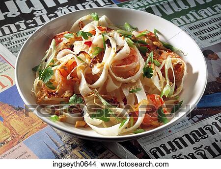 Picture - Thai Prawn Noodles, thai food, chinese, oriental, Noodles, Prawn, Thai. Fotosearch