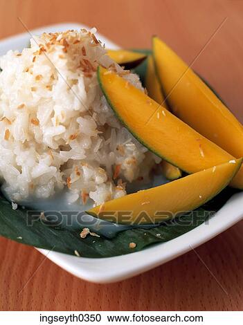 Stock Image - thai rice & mango, mango, thai, rice, food, diet, nutritian. Fotosearch