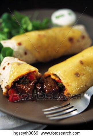wrap, dip, chicken wrap, snack, filling, meat filling, food View Large Photo Image Stock Photo - wrap, dip, chicken wrap, snack, filling, meat filling, food. Fotosearch