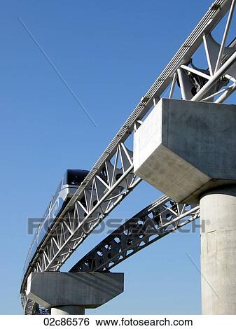 Stock Photograph - Above ground light rail airport tram, Toronto Person Airport, Canada.. Fotosearch