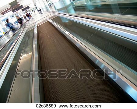 Stock Photo - Abstract view of airport moving sidewalk.. Fotosearch
