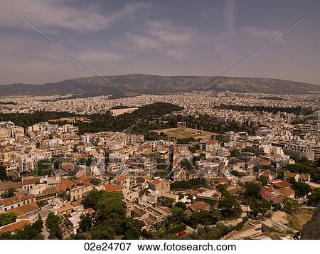 Aerial view of Athens Greece View Large Photo Image Stock Photo - Aerial view of Athens Greece. Fotosearch