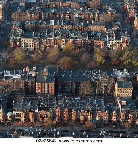 Stock Image - Aerial view of the city of Boston, Massachusetts, USA. Fotosearch