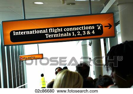 Stock Image - Airport sign for international flight connections.. Fotosearch