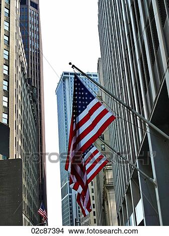 American flags, downtown New York City, USA. View Large Photo Image Picture - American flags, downtown New York City, USA.. Fotosearch