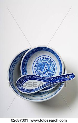 Blue asian soup bowls and spoon. View Large Photo Image Stock Image - Blue asian soup bowls and spoon.. Fotosearch