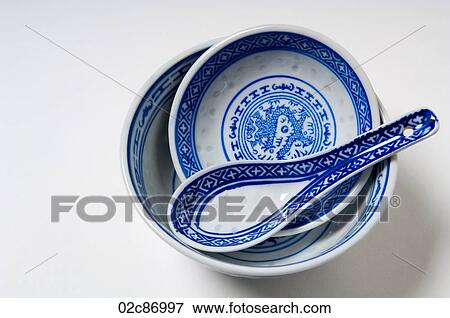 Blue asian soup bowls and spoon. View Large Photo Image Stock Photo - Blue asian soup bowls and spoon.. Fotosearch