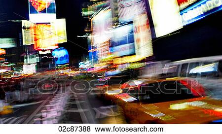 Blurring lights of downtown Times Square, New York City, USA. View Large Photo Image Stock Photo - Blurring lights of downtown Times Square, New York City, USA.. Fotosearch
