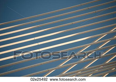 Stock Image - Cables of the Zakim Bunker Hill Bridge in Boston, Massachusetts, USA. Fotosearch