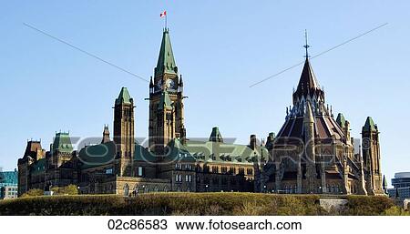 Stock Image - Canadian cities, National Parliament buildings, Ottawa Canada.. Fotosearch