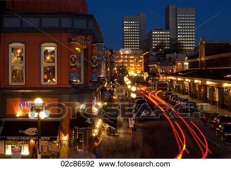 Stock Image - Canadian cities, night life in the Byward Market, Ottawa Canada.. Fotosearch