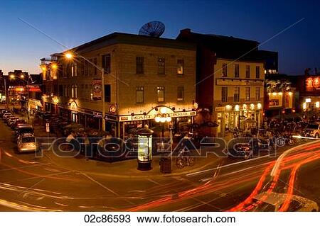 Stock Image - Canadian cities, night life in the Byward Market, Ottawa Canada.. Fotosearch