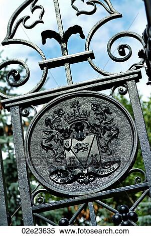 Stock Photography - Canadian Governor General crest on an iron gate.. Fotosearch