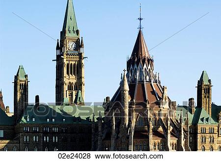 Stock Photo - Canadian Landmark, The Library of Parliament and Ottawa's Peace Tower.. Fotosearch