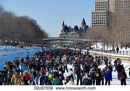 Canadian Winterlude skaters on the Rideau canal, Ottawa Canada View Large Photo Image Stock Photo - Canadian Winterlude skaters on the Rideau canal, Ottawa Canada. Fotosearch